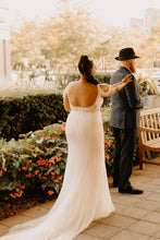 C2023-SB775 - Backless scoop neck plus size beaded wedding gown