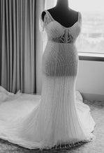C2023-SB775 - Backless scoop neck plus size beaded wedding gown