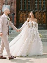 C2023-SBG63a - strapless a-line ball gown wedding dress with detachable sleeves