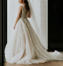 C2023-SA551E - sleeveless v-neck beaded embroidery a-line wedding gown