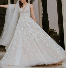 C2023-SA551E - sleeveless v-neck beaded embroidery a-line wedding gown