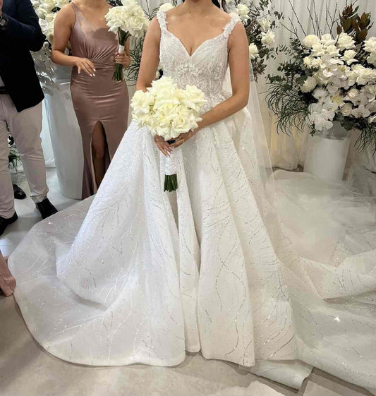 C2023-SBG72H - sleeveless formal ball gown beaded wedding dress