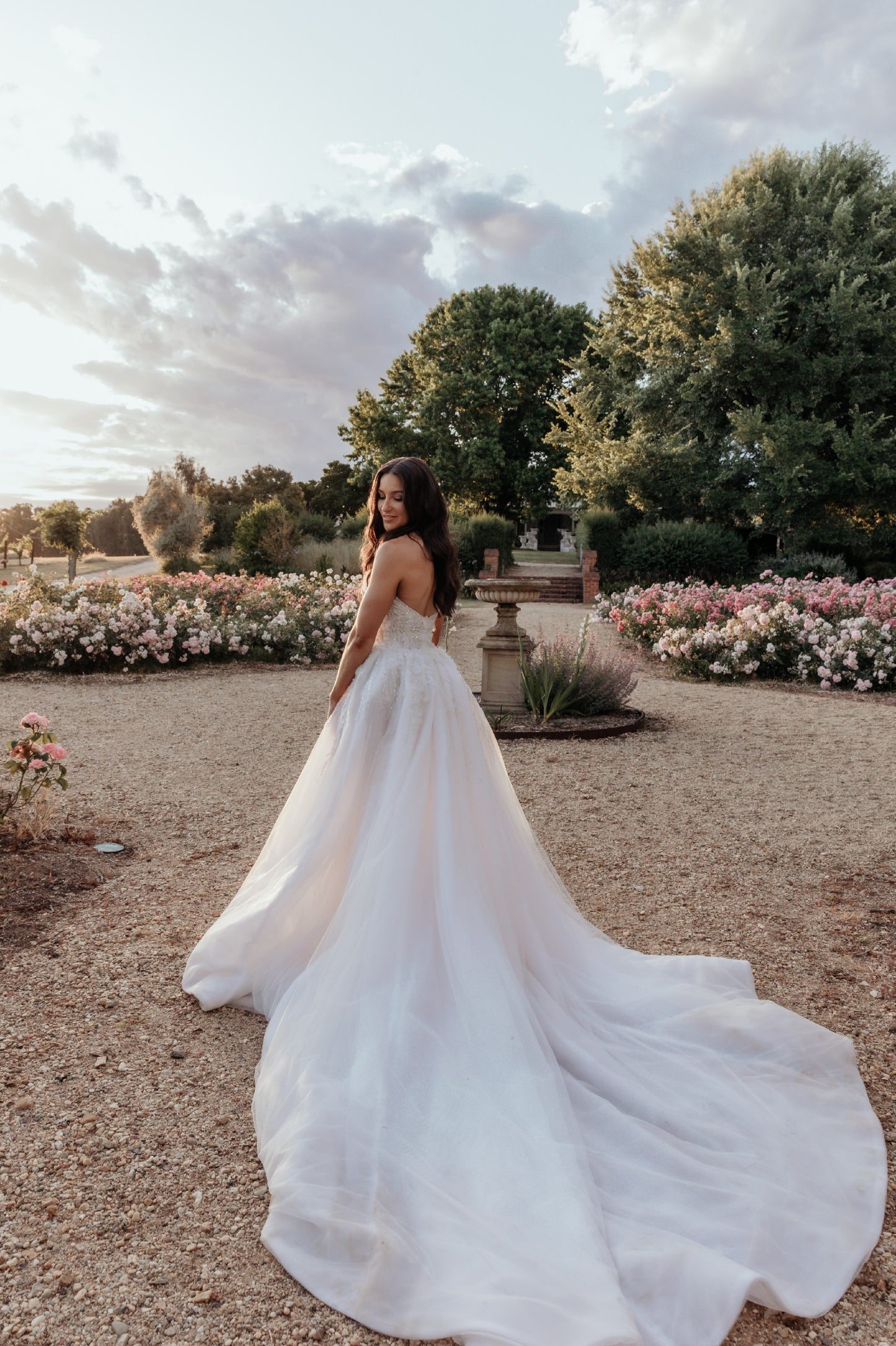 C2023-SS63P - strapless sweetheart beaded wedding gown with thigh high split and detachable train