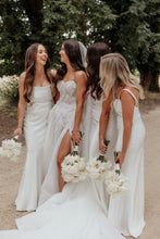 C2023-SS63P - strapless sweetheart beaded wedding gown with thigh high split and detachable train