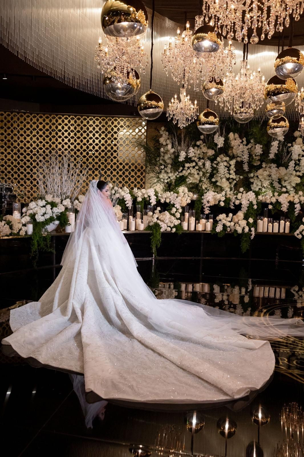 C2023-LS31A - beaded sheer long sleeve a-line wedding gown