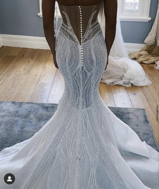 C2023-BB4H - strapless sweetheart beaded wedding dress