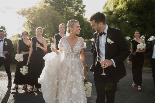 C2023-SS53A - short sleeve v-neck a-line wedding gown