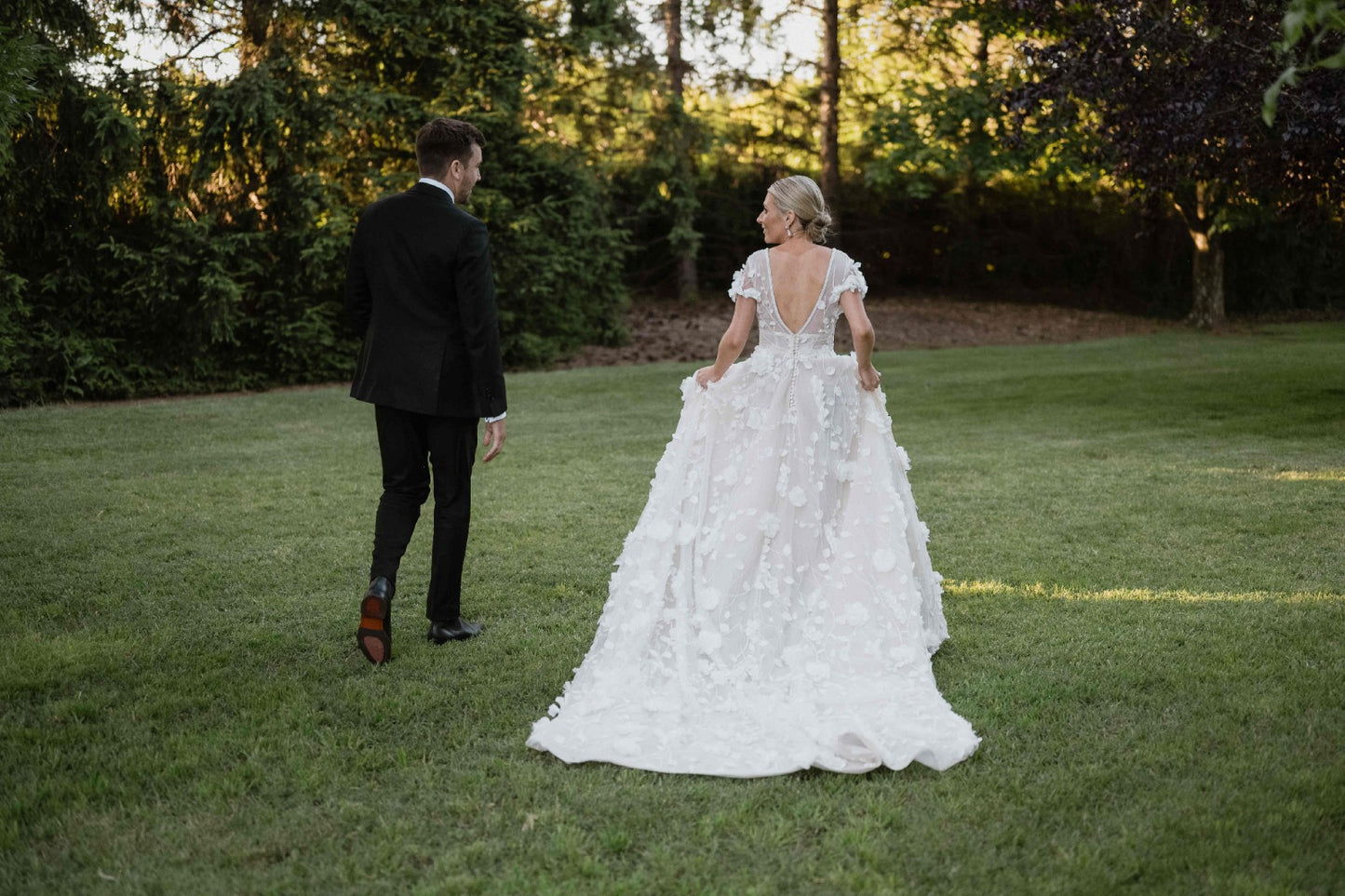 C2023-SS53A - short sleeve v-neck a-line wedding gown