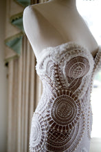 C2023-SE35 - strapless sweetheart embroidered lace wedding gown with split and train
