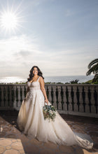 C2023-PSA88 - sleeveless plus size a-line lace wedding gown