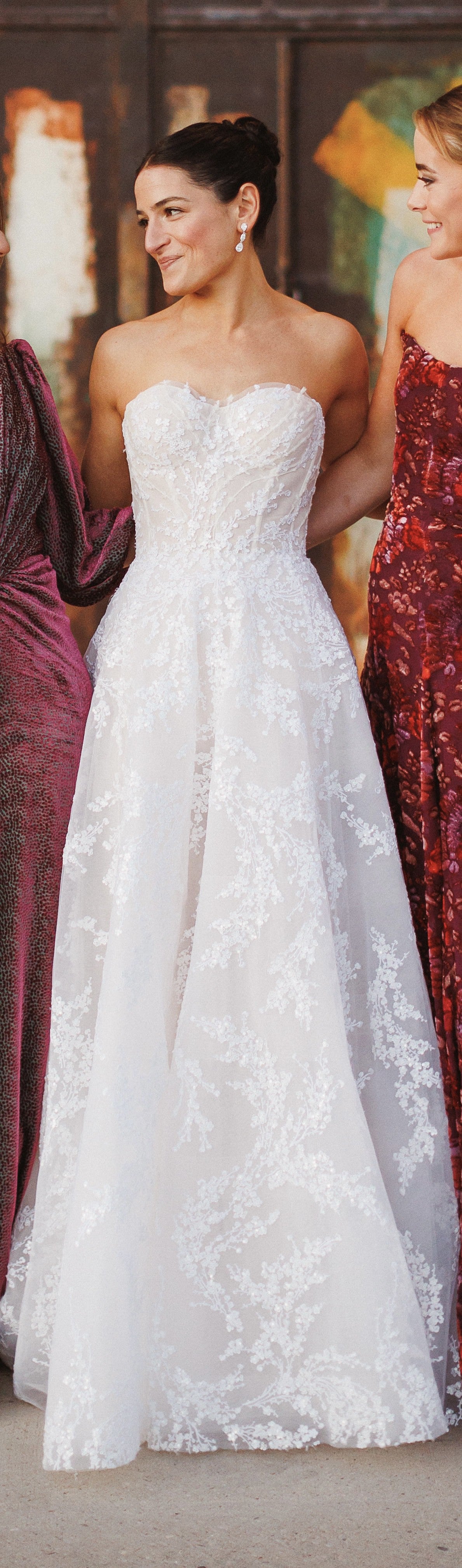 C2023-SA34 - strapless a-line lace wedding gown