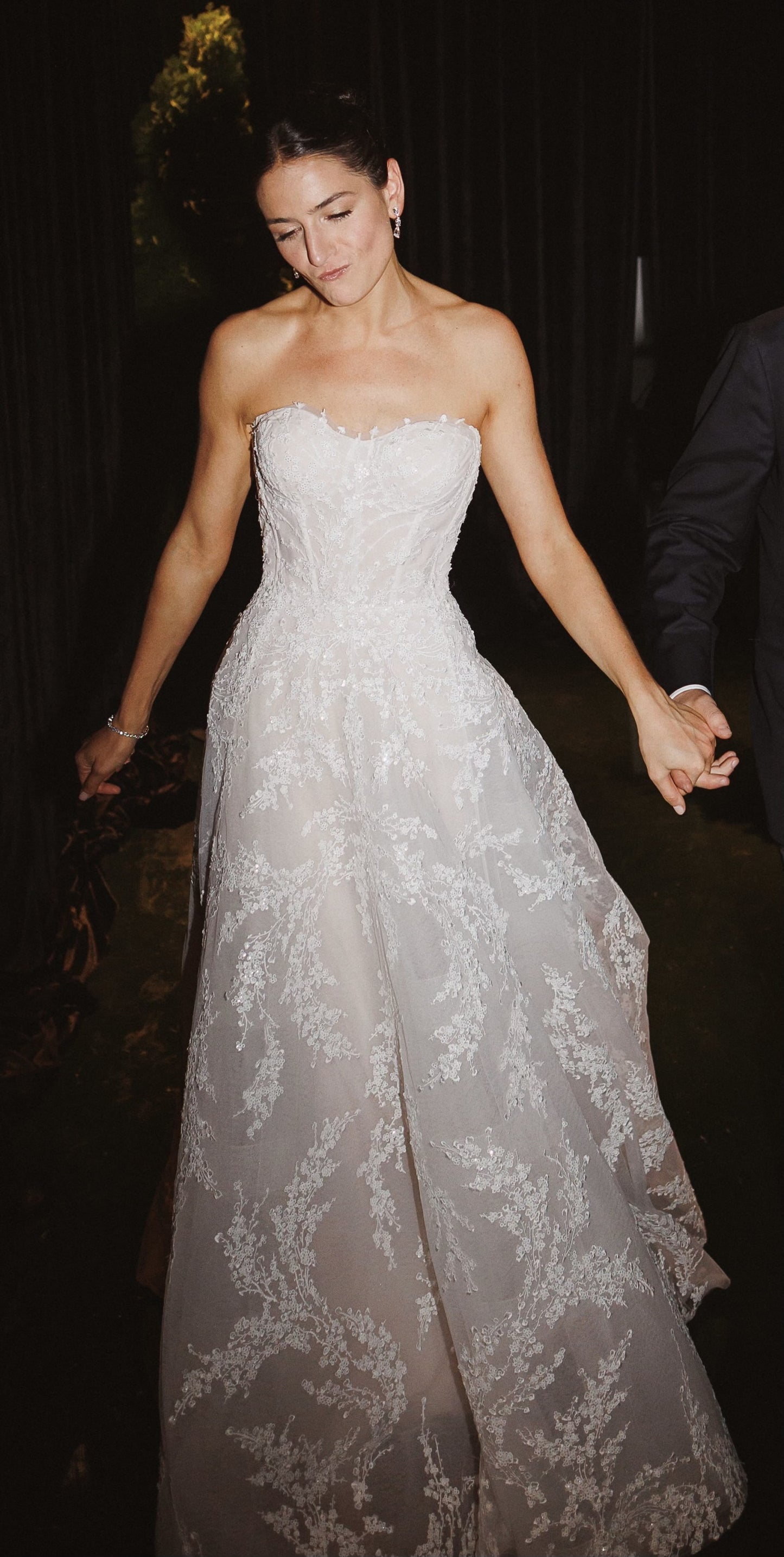 C2023-SA34 - strapless a-line lace wedding gown