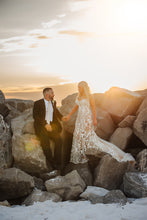 C2023-A54L - Vestido de novia de encaje transparente con motivo floral