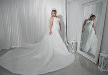 C2023-OST4 - beaded one shoulder plus size wedding ball gown dress with overskirt