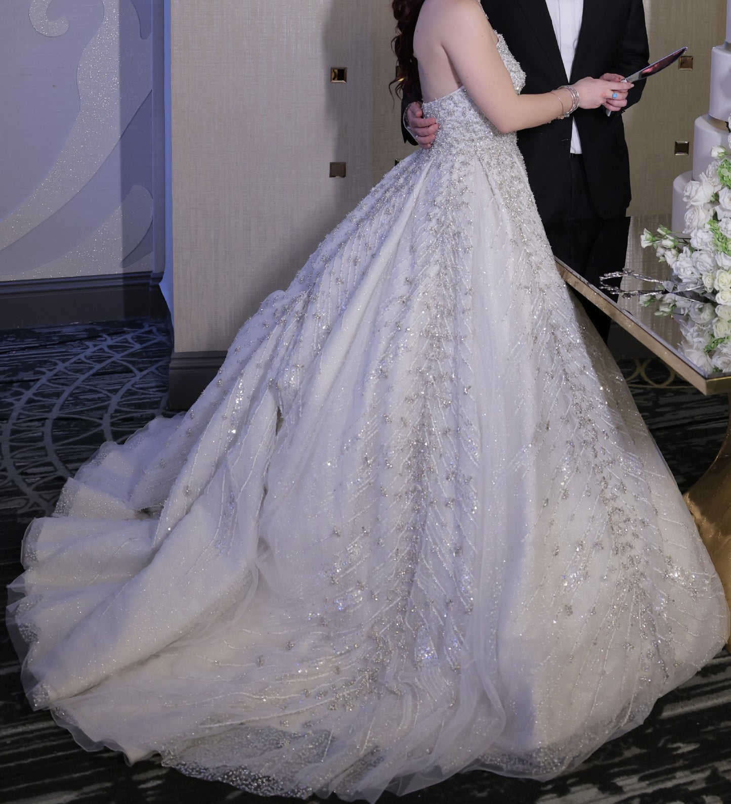 C2023-SY94 - vestido de novia sin tirantes con cuentas de cristal swarovski