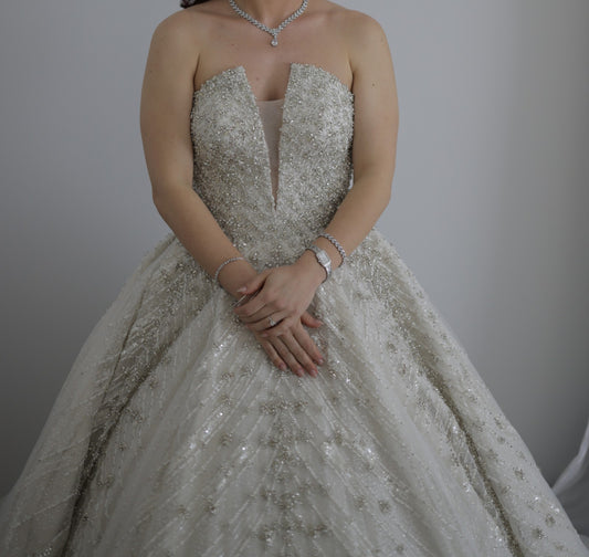 C2023-SY94 - strapless swarovski crystal beaded ball gown wedding dress