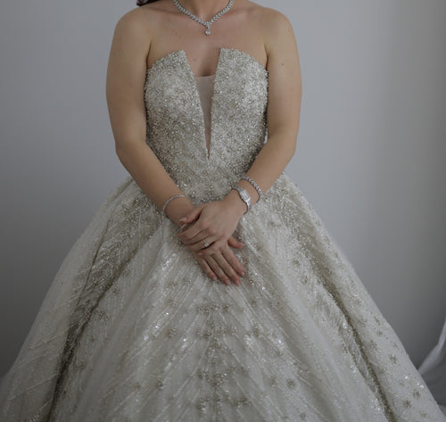 C2023-SY94 - strapless swarovski crystal beaded ball gown wedding dress