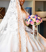 C2023-SCLS82 - Swarovski crystal beaded long sleeve wedding gown with bling