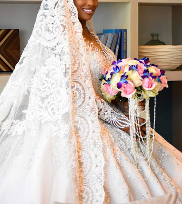 swarovski crystal beaded wedding dress C2023-SCLS82 swarovski wedding dress price