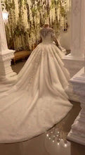 C2023-SCLS82 - Swarovski crystal beaded long sleeve wedding gown with bling