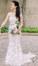 C2023-SF35a - strapless 3D flower motif embroidered wedding gown