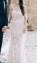 C2023-SF35a - strapless 3D flower motif embroidered wedding gown