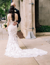 C2023-SF35a - strapless 3D flower motif embroidered wedding gown