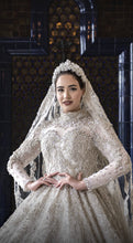 C2023-LSM918 - Vestido de novia modesto de manga larga con cuentas de cristal swarovski y cuello alto