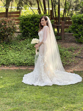 C2023-SL22V - sexy sheer lace v-neck wedding gown