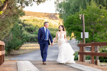 C2023-SL22V - sexy sheer lace v-neck wedding gown