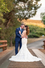 C2023-SL22V - sexy sheer lace v-neck wedding gown