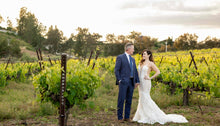 C2023-SL22V - sexy sheer lace v-neck wedding gown