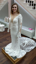 C2023-SB779 - backless long sleeve sexy v-neck beaded wedding dress