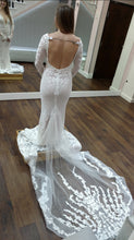 C2023-SB779 - backless long sleeve sexy v-neck beaded wedding dress