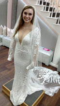 C2023-SB779 - backless long sleeve sexy v-neck beaded wedding dress