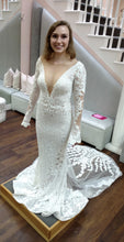 C2023-SB779 - backless long sleeve sexy v-neck beaded wedding dress
