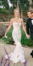 C2023-FF24 - strapless fit-to-flare lace & ruffle wedding gown