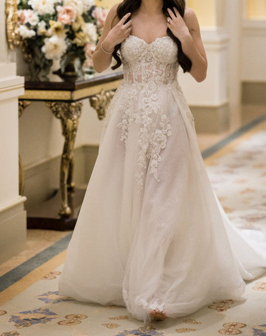 C2023-AS50C - sweetheart strapless beaded corset a-line wedding gown