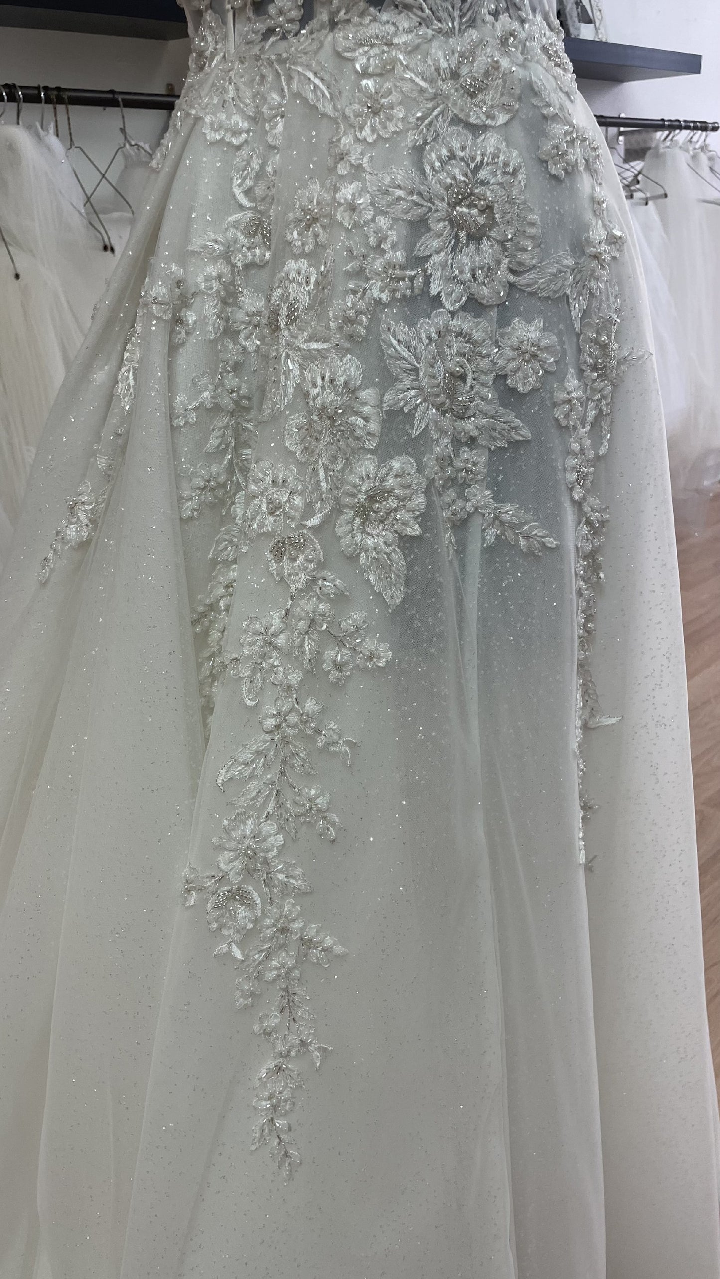 C2023-AS50C - robe de mariée trapèze corset perlée sans bretelles chérie
