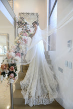 C2023-LA84A - sleeveless a-line open neck wedding gown with lace straps