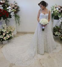 C2023-LA84A - sleeveless a-line open neck wedding gown with lace straps