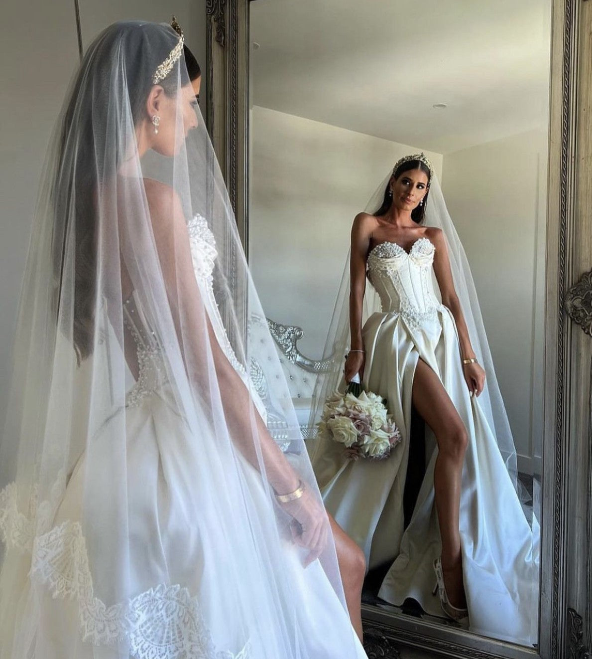 C2023-SS830 - sweetheart strapless sheath corset style wedding gown with detachable train