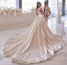 C2023-SS830 - sweetheart strapless sheath corset style wedding gown with detachable train