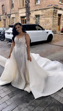C2023-SD70B - sleeveless illusion neckline wedding gown with detachable train