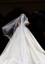 C2023-SD70B - sleeveless illusion neckline wedding gown with detachable train