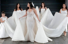 C2023-SD70B - sleeveless illusion neckline wedding gown with detachable train