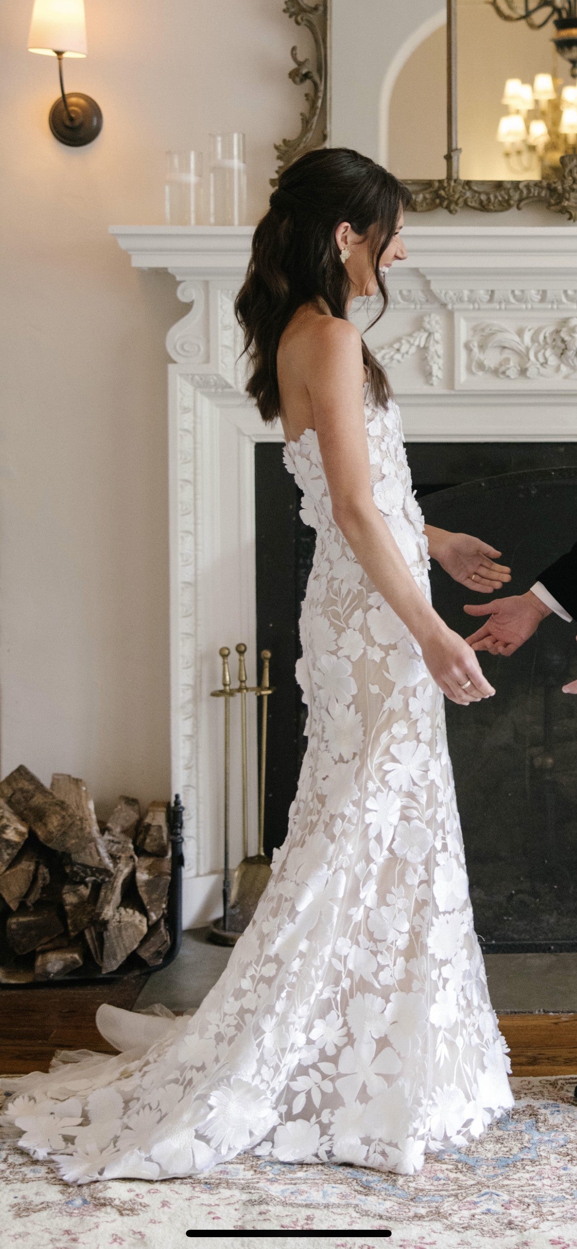 C2023-S721T - vestido de novia tubo bordado sin tirantes con escote corazón