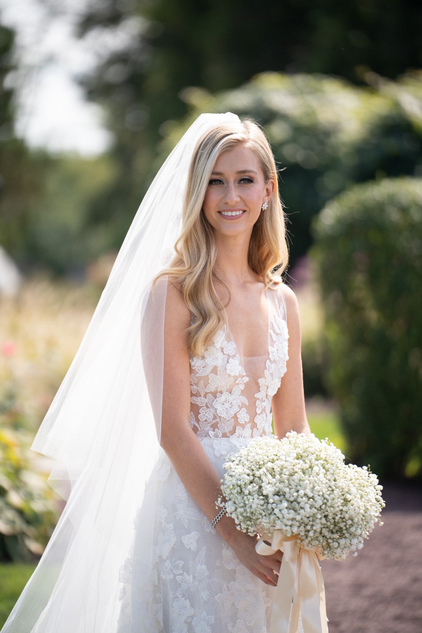 C2023-SV74A - sleeveless illusion v-neck aline wedding gown