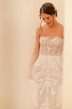 C2023-SA733B - strapless beaded lace and embroidery a-line wedding gown