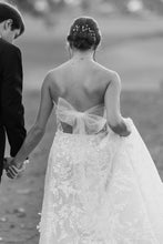 C2023-SA733B - strapless beaded lace and embroidery a-line wedding gown